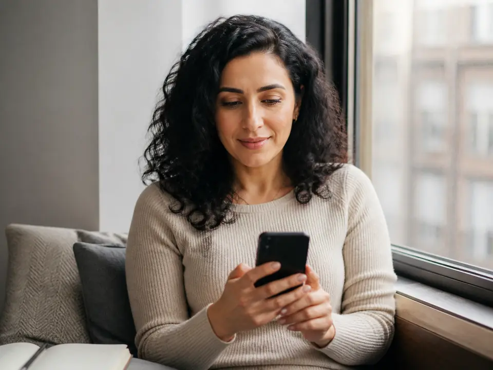 An adult reviewing privacy choices on a phone at home